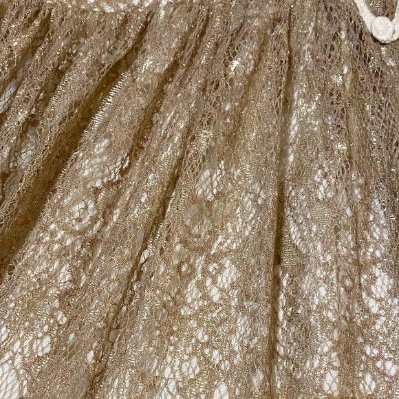 A’reve Lace Crotchet Strap Dress in Cream with Gold Lace Overlay Large - Picture 4 of 8